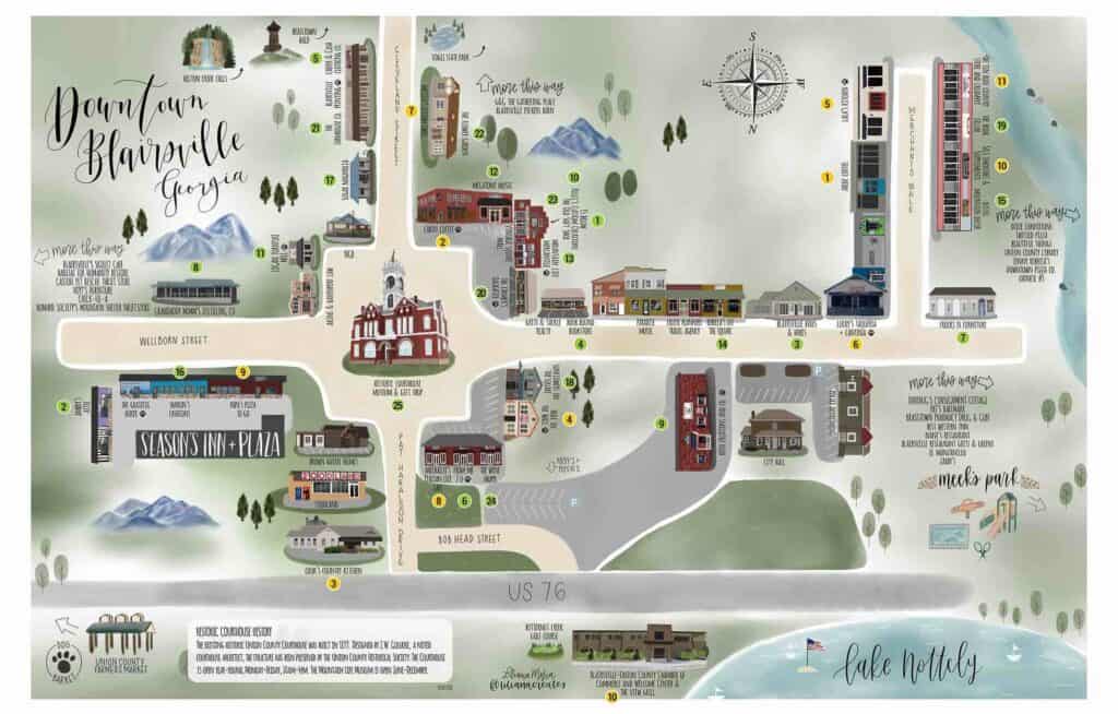 downtown blairsville map - best places to visit in north georgia