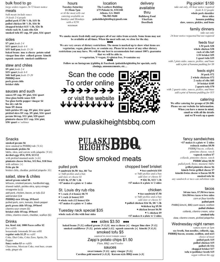 pulaski heights bbq menu